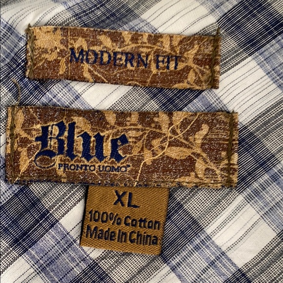 Blue plaid button up - Picture 2 of 3